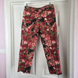 Talbots Signature Floral Blooms Multicolor Pockets Ankle Pants Size 10
